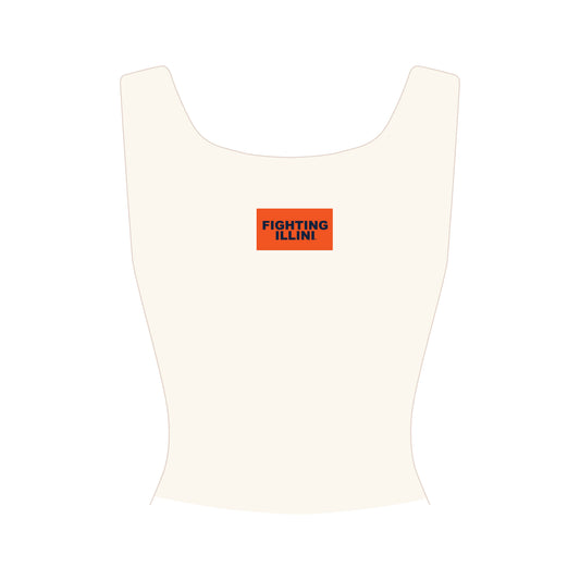 The Alli Ribbed Tank Fighting Illini Woven Label | Bone