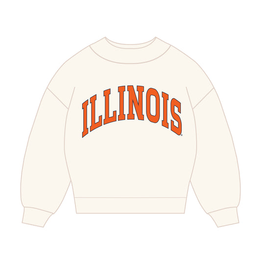 The Madi Classic Mockneck Illinois Applique | Bone