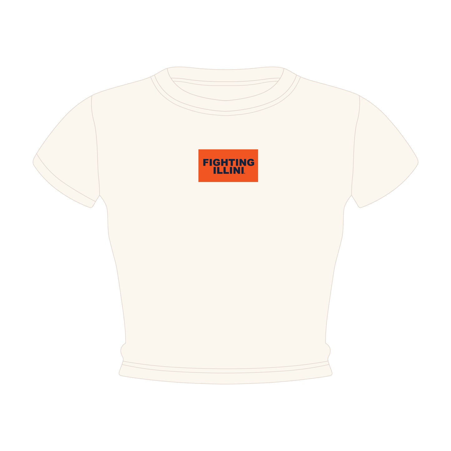 The Raegan Ribbed Baby Tee Fighting Illini Woven Label | Bone