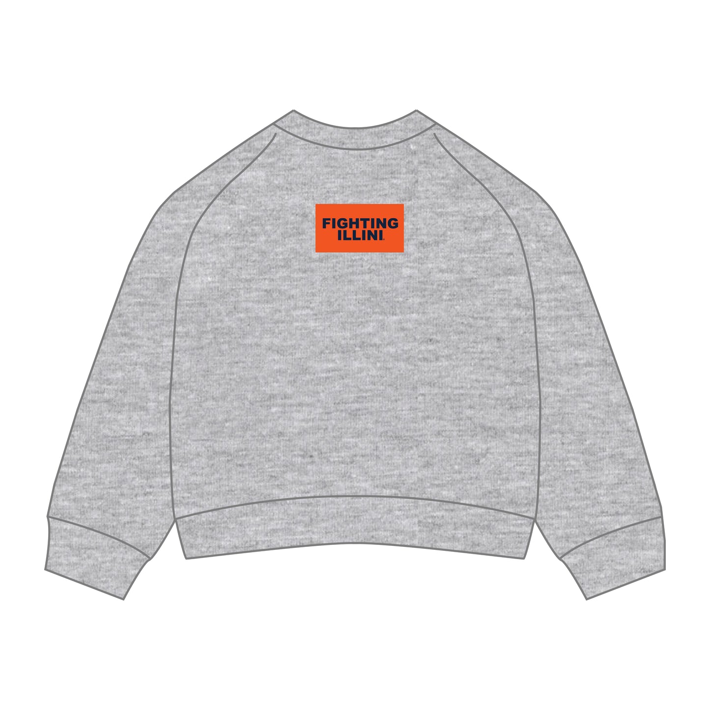 The Ava Airy Crewneck Fighting Illini Woven Label | Youth Heather Grey