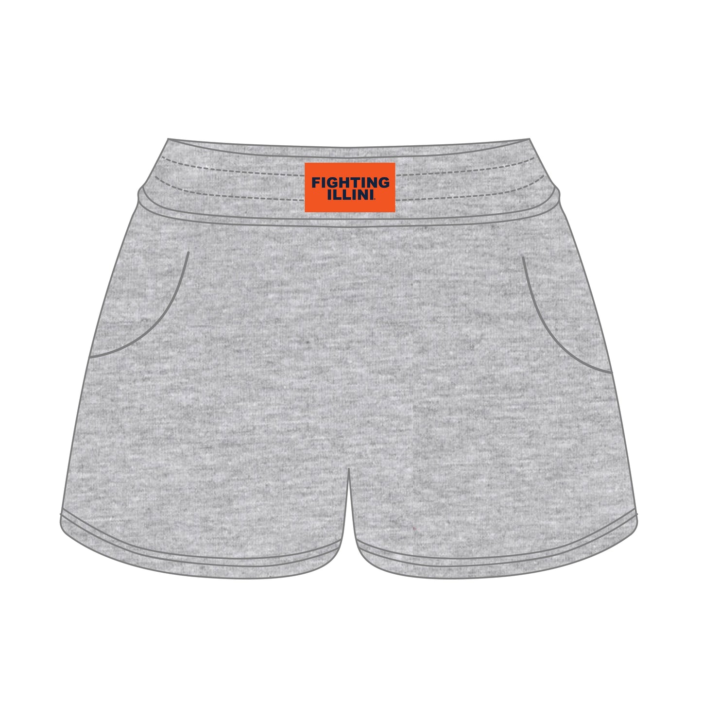 The Ava Airy Shorts Fighting Illini Woven Label | Heather Grey
