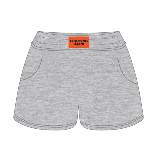 The Ava Airy Shorts Fighting Illini Woven Label | Heather Grey