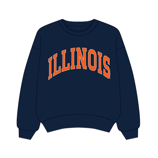 The Olivia Oversized Crewneck Illinois | Youth Navy
