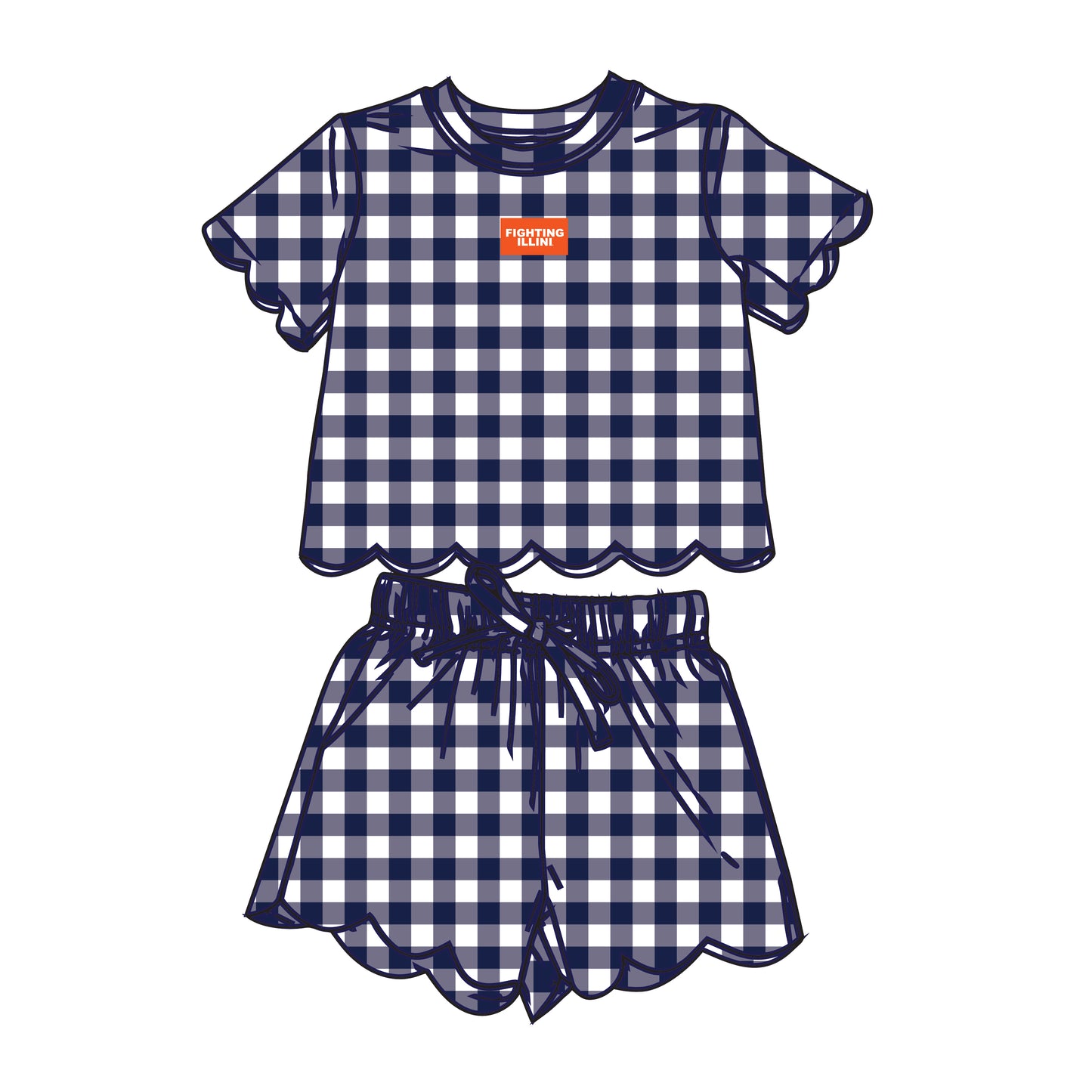 The Sue Scalloped Set Fighting Illini | Youth Navy