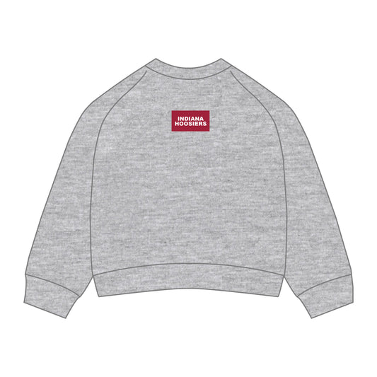 The Ava Airy Crewneck Indiana Hoosiers Woven Label | Youth Heather Grey