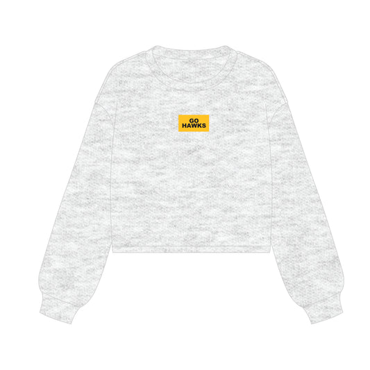 The Becca Boxy Crewneck Go Hawks Woven Label | Ash