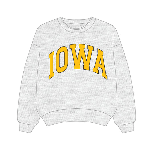 The Olivia Oversized Crewneck Iowa | Youth Ash