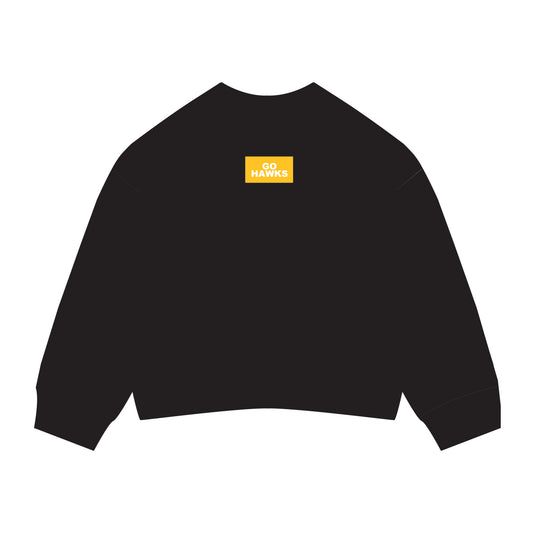 The Ava Airy Crewneck Go Hawks Woven Label | Black