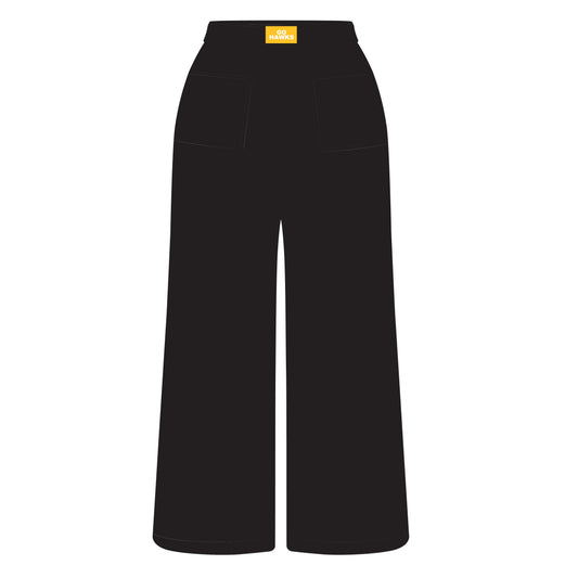 The Ava Airy Pants Go Hawks State Woven Label | Black