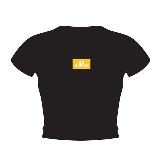 The Raegan Ribbed Baby Tee Go Hawks Woven Label | Black
