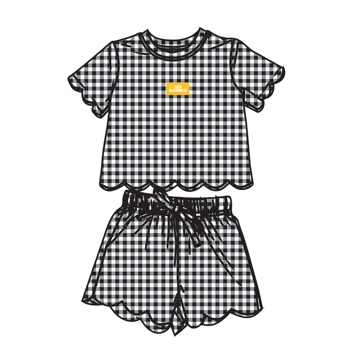 The Sue Scalloped Set Go Hawks | Youth Black