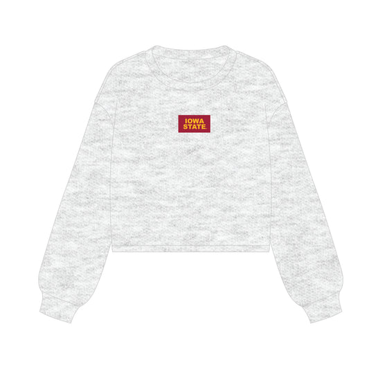 The Becca Boxy Crewneck Iowa State Woven Label | Ash