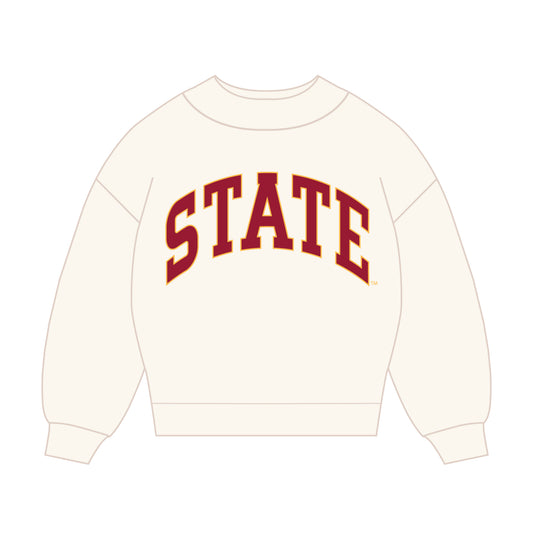 The Madi Classic Mockneck Iowa State Applique | Bone