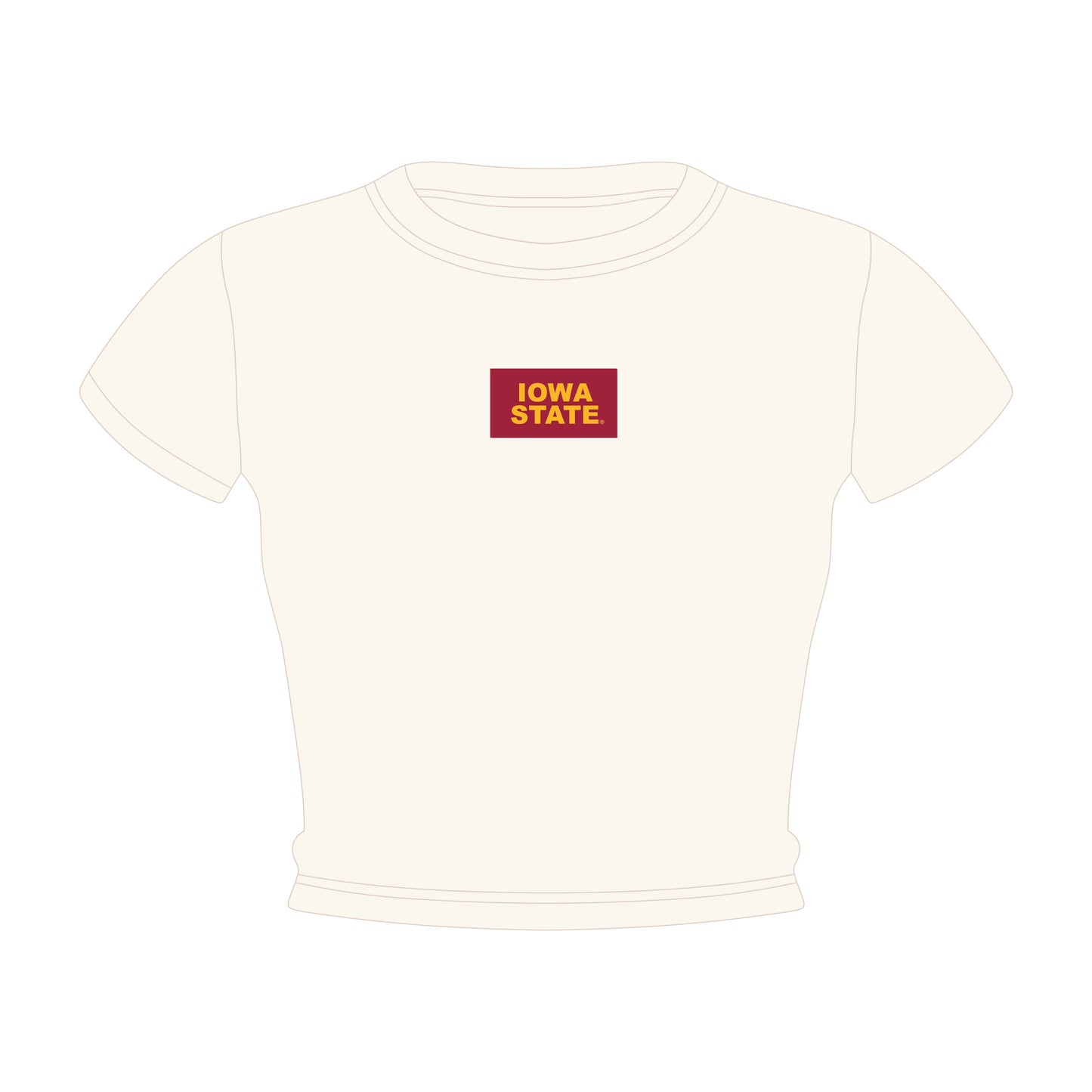 The Raegan Ribbed Baby Tee Iowa State Woven Label | Bone