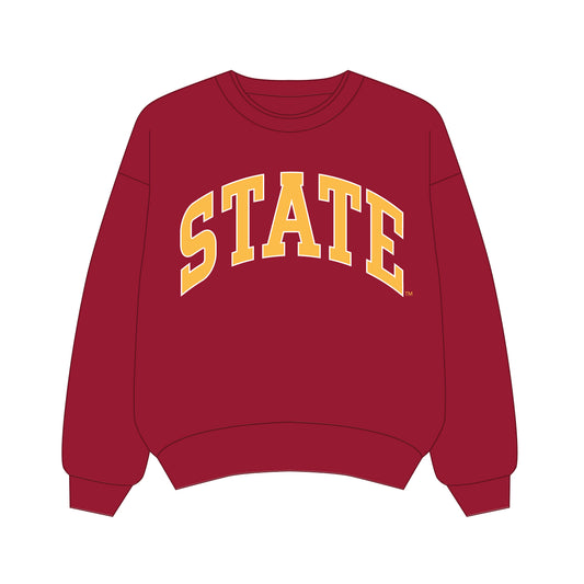 The Olivia Oversized Crewneck Iowa State | Crimson
