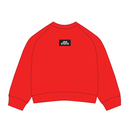 The Ava Airy Crewneck Jax State Woven Label | Bright Red