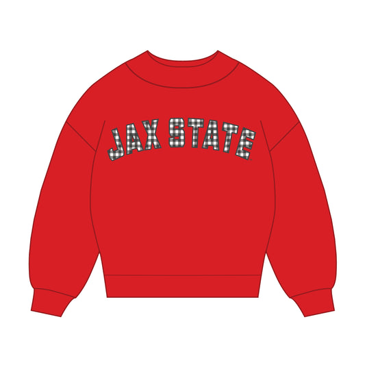 The Mallory Gingham Mockneck Jax State | Bright Red