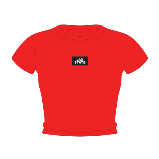 The Raegan Ribbed Baby Tee Jax State Woven Label | Bright Red