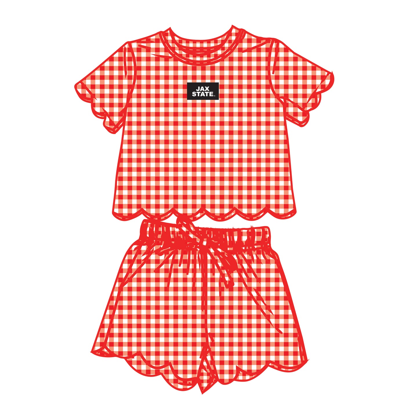 The Sue Scalloped Set Jax State | Youth Bright Red