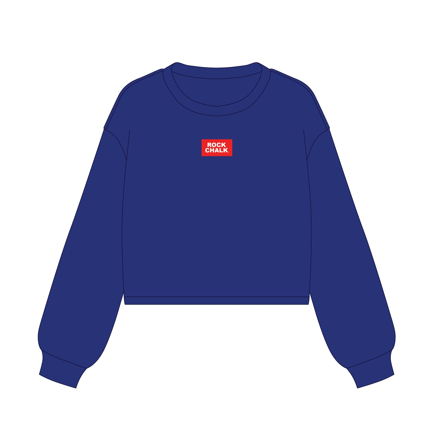 The Becca Boxy Crewneck Rock Chalk Woven Label | Royal