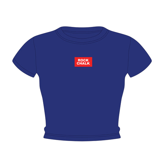 The Raegan Ribbed Baby Tee Rock Chalk Woven Label | Royal