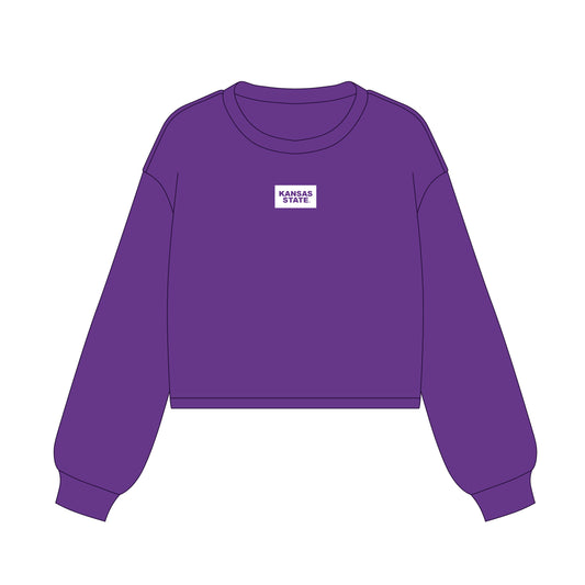 The Becca Boxy Crewneck Kansas State Woven Label | Purple