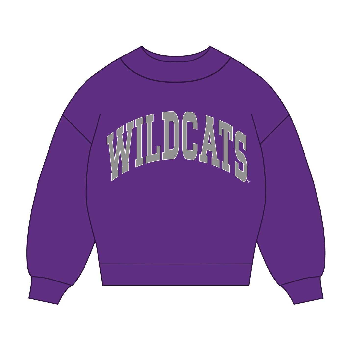 The Madi Classic Mockneck Wildcats Applique | Purple