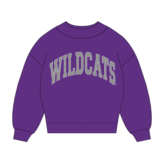 The Madi Classic Mockneck Wildcats Applique | Purple