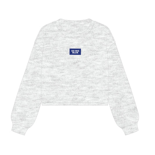 The Becca Boxy Crewneck Go Big Blue Woven Label | Ash