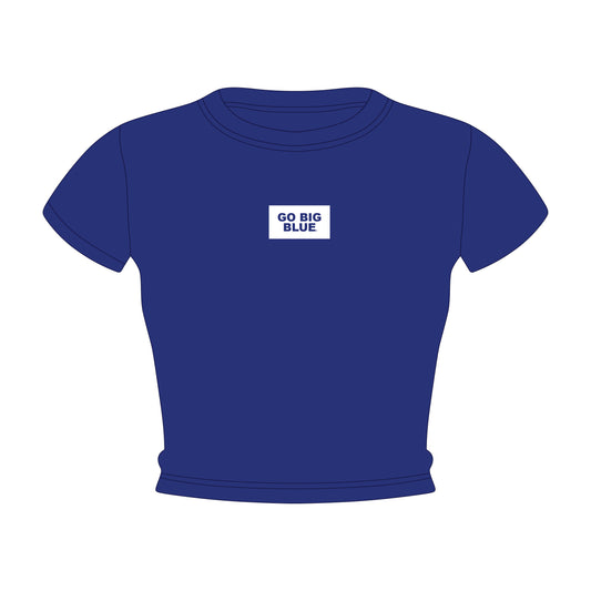 The Raegan Ribbed Baby Tee Go Big Blue Woven Label | Youth Royal