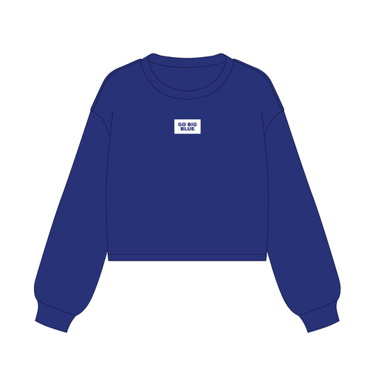 The Becca Boxy Crewneck Go Big Blue Woven Label | Youth Royal