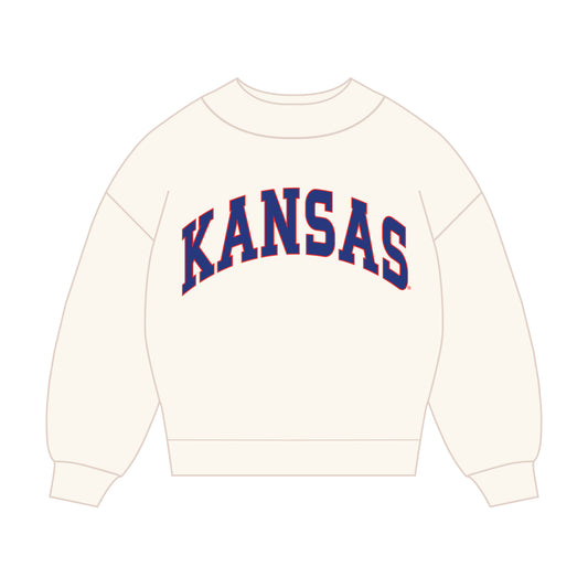 The Madi Classic Mockneck Kansas Applique | Bone