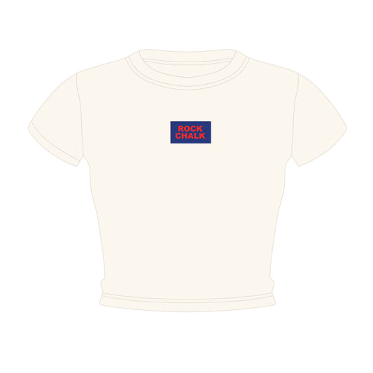 The Raegan Ribbed Baby Tee Rock Chalk Woven Label | Bone