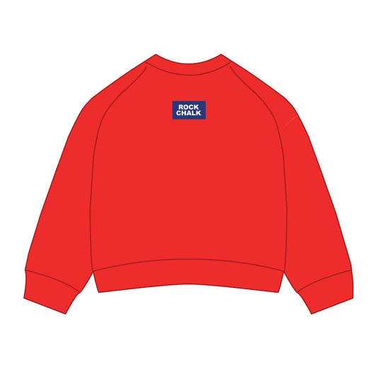 The Ava Airy Crewneck Rock Chalk Woven Label | Bright Red