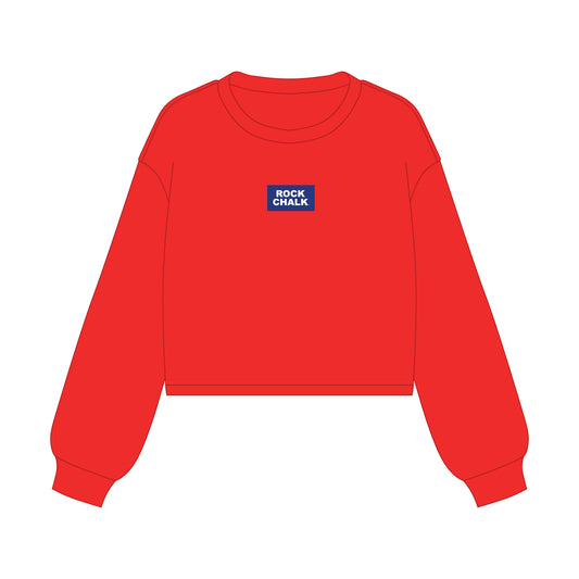 The Becca Boxy Crewneck Rock Chalk Woven Label | Bright Red