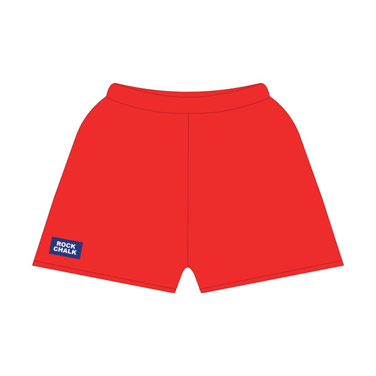 The Becca Shorts Rock Chalk Woven Label | Bright Red