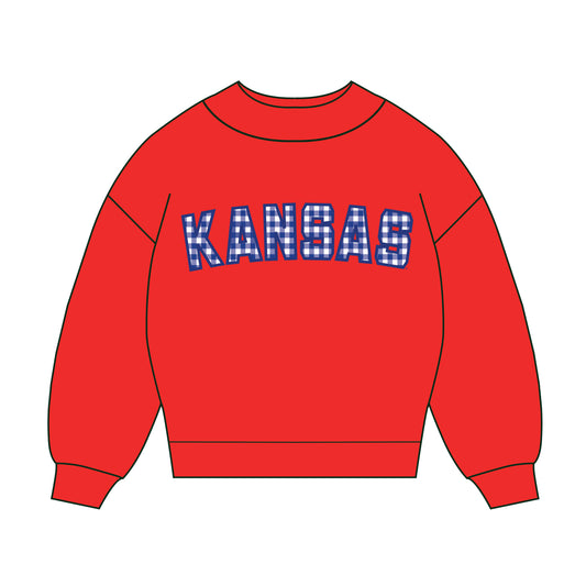 The Mallory Gingham Mockneck Kansas | Bright Red