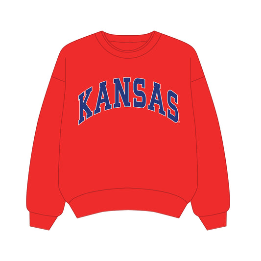 The Olivia Oversized Crewneck Kansas | Youth Bright Red
