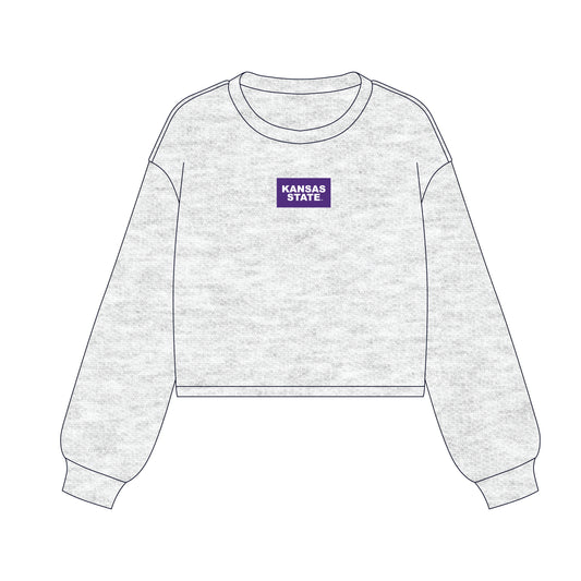 The Becca Boxy Crewneck Kansas State Woven Label | Youth Ash