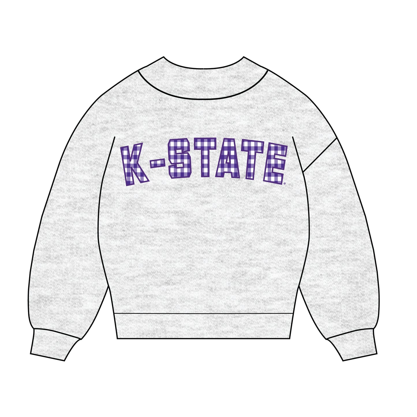 The Mallory Gingham Mockneck K-State | Youth Ash