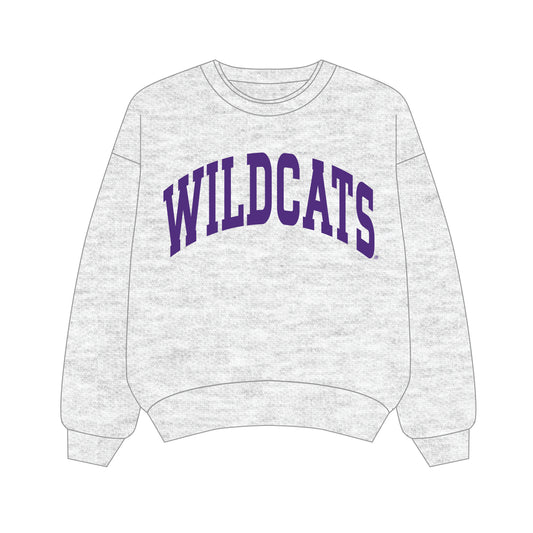 The Olivia Oversized Crewneck Wildcats | Ash