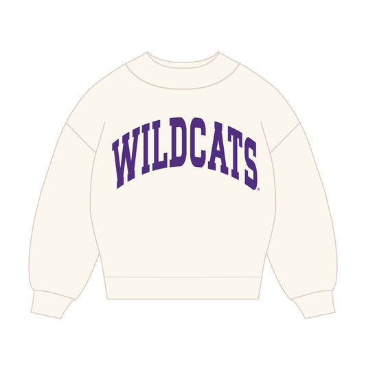 The Madi Classic Mockneck Wildcats Applique | Youth Bone