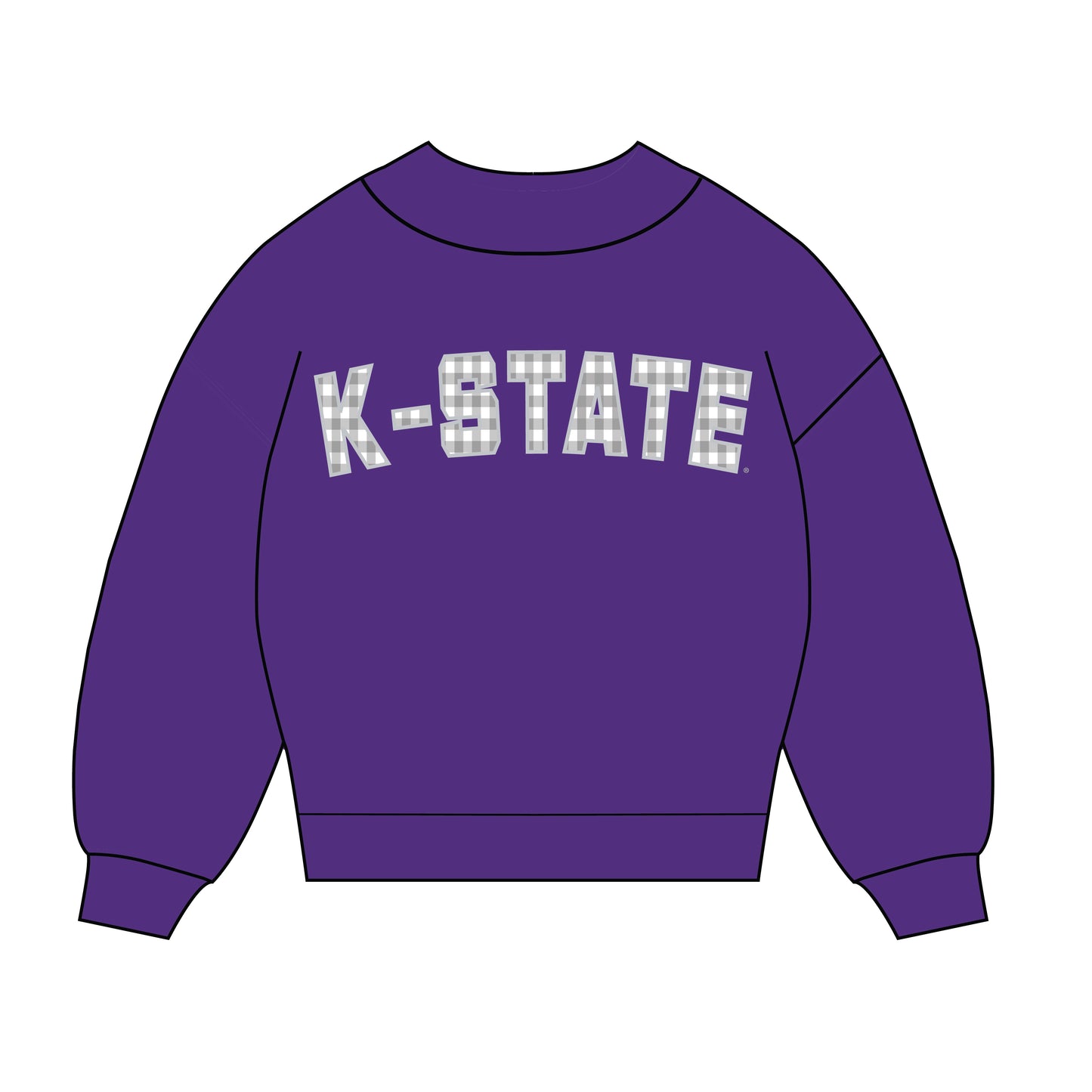 The Mallory Gingham Mockneck K-State | Youth Purple