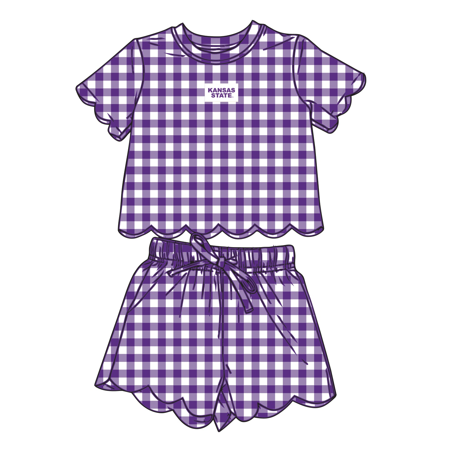 The Sue Scalloped Set Kansas State | Youth Purple