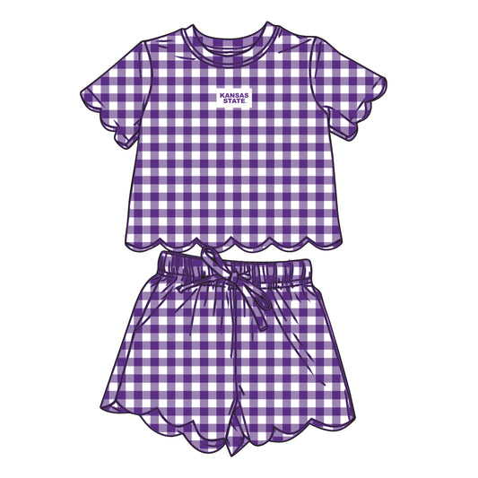 The Sue Scalloped Set Kansas State | Youth Purple