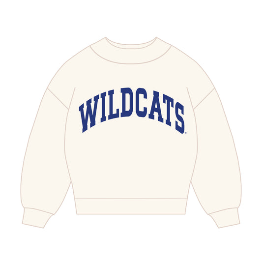 The Madi Classic Mockneck Wildcats Applique | Bone