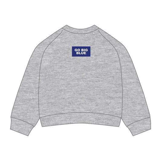 The Ava Airy Crewneck Go Big Blue Woven Label | Heather Grey