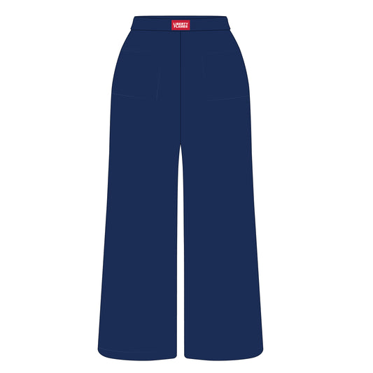 The Ava Airy Pants Liberty Flames Woven Label | Navy