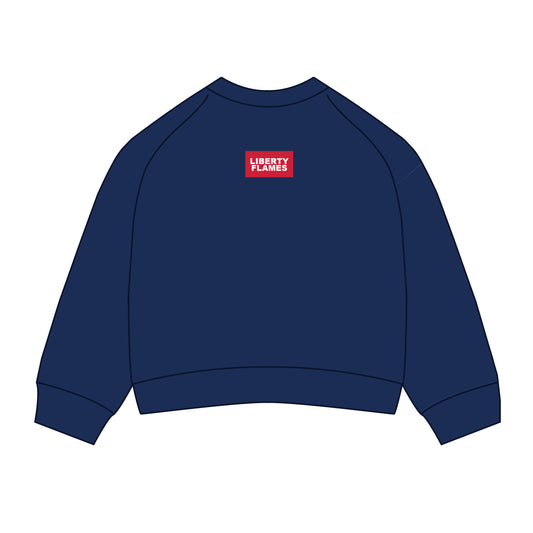 The Ava Airy Crewneck Liberty Flames Woven Label | Navy