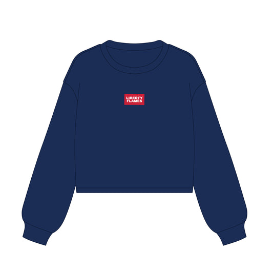The Becca Boxy Crewneck Hotty Toddy Woven Label | Youth Navy